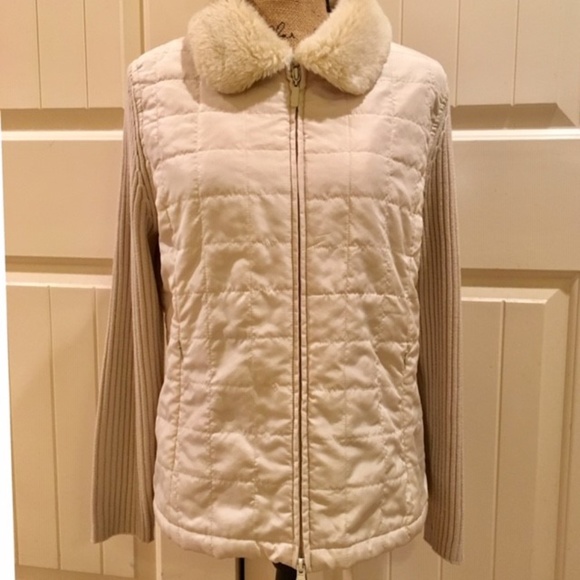 By Design Winter Tan Beige Fur Puffer Sweater Vest - Picture 6 of 8